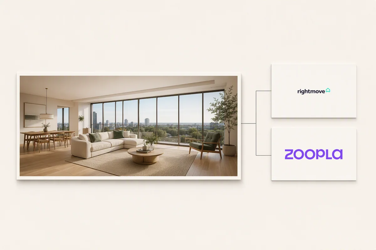 Illustrated property tour linked to Rightmove and Zoopla