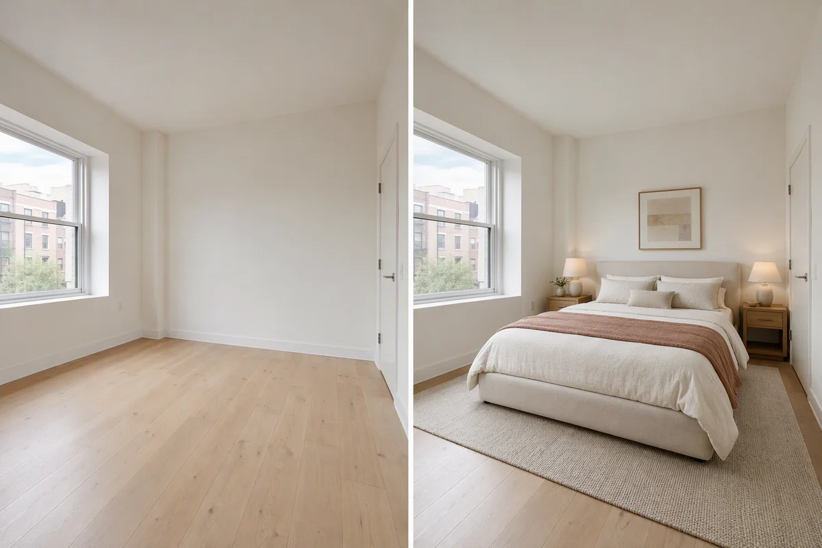 Furnish: An inviting layout for an empty room.